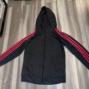 ADIDAS CORAL STRIPE ZIP UP HOODIE